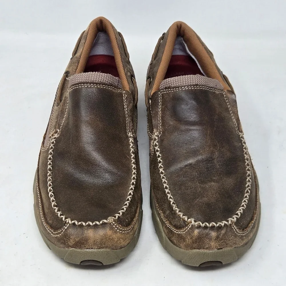 Twisted X Mens Driving Moc Brown Leather Slip On Loafers MDMS002 Size 10 M